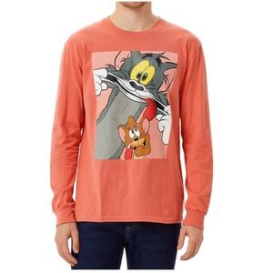 Tom And Jerry Coral Long Sleeve Graphic T Shirt Unisex Casual Tee Size‎ Large